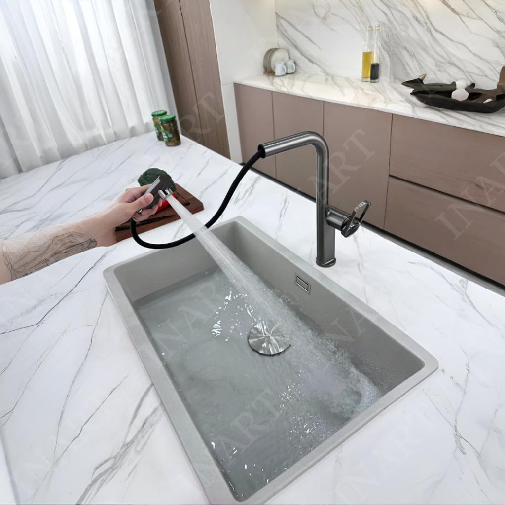 InArt pull-out kitchen sink tap gun grey finish kitchen mixer taps