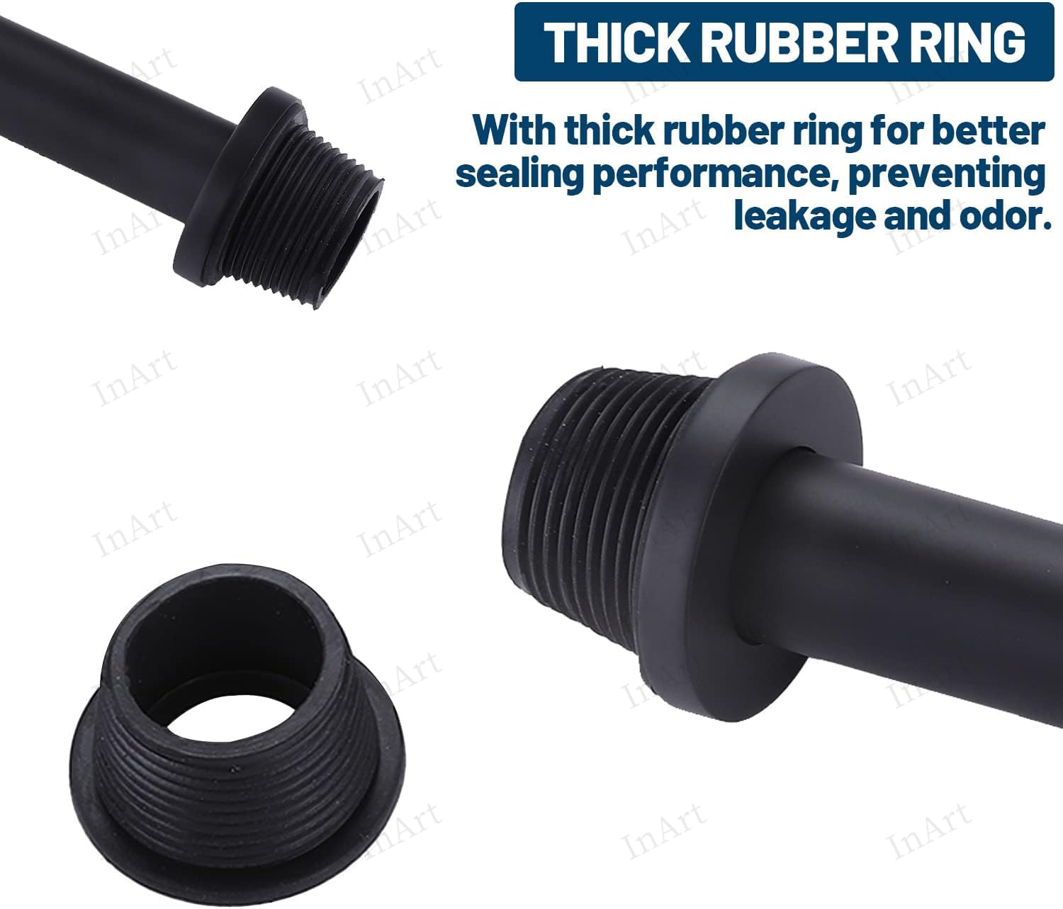 Rust proof matt black bottle trap for wash basin with wall flange, premium brass build detail