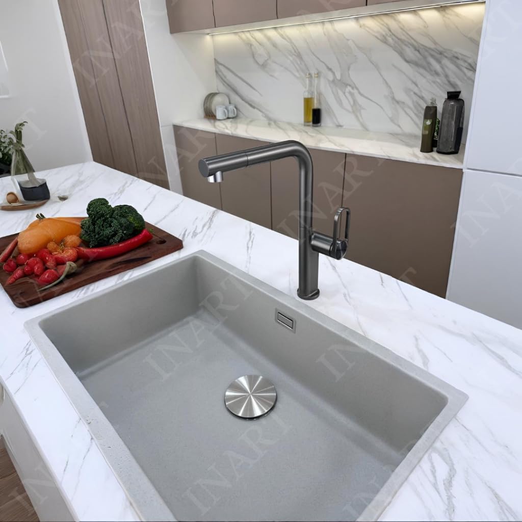 InArt pull-out kitchen sink tap gun grey finish kitchen mixer taps