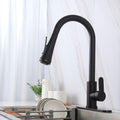InArt brass high arc spring kitchen sink tap, matte black pull out faucet for kitchen sink, main view