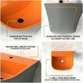 Rectangular ceramic hand wash basin for bathroom, slim rim wall mounted half pedestal, side angle