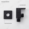 Wall mounted angle valve brass in matte black, side view with wall flange for wash basin tap connection
