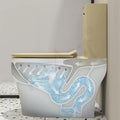 European water closet floor mounted EWC in glossy khakhi, side angle showing concealed S-trap and seat cover