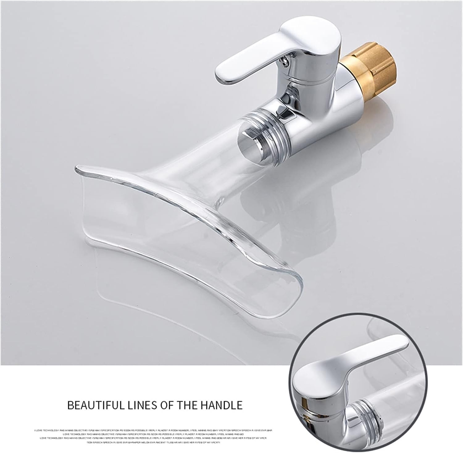 Top view of chrome single lever basin mixer with rectangular waterfall outlet, premium sanitaryware look