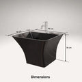 InArt ceramic wash basin design, polished black rectangular basin with half pedestal, angled view