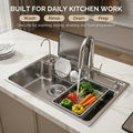 Kitchen sink taps with drinking water, side angle of pull-down mixer tap with separate drinking water tap on 304 SS sink