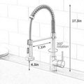 Matte black kitchen sink mixer with pull-down sprayer, high arc gooseneck tap shown at side angle
