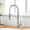 InArt kitchen faucet with sprayer, brushed chrome gooseneck sink mixer tap with 360° pull-down spray head