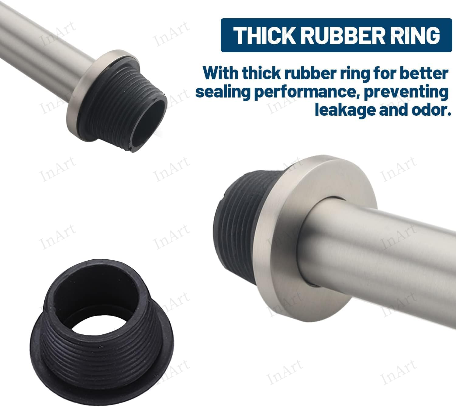 Brushed chrome bottle trap for bathroom, anti clog brass bottle trap with 12 inch waste pipe