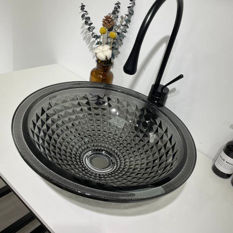 InArt square glass table top wash basin, smooth glossy finish detail for modern bathroom basin design