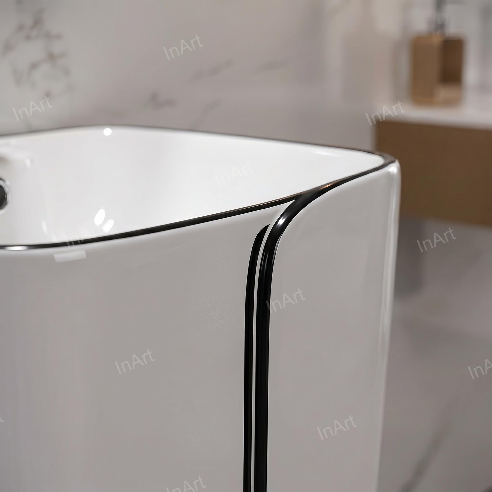 Free standing wash basin with square bowl and pedestal, easy install modern bathroom sanitaryware