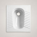 Indian style toilet pan 20 inch in glossy white ceramic, angled top view for bathroom