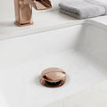 Close-up of InArt wash basin waste coupling full threaded brass body in rose gold finish