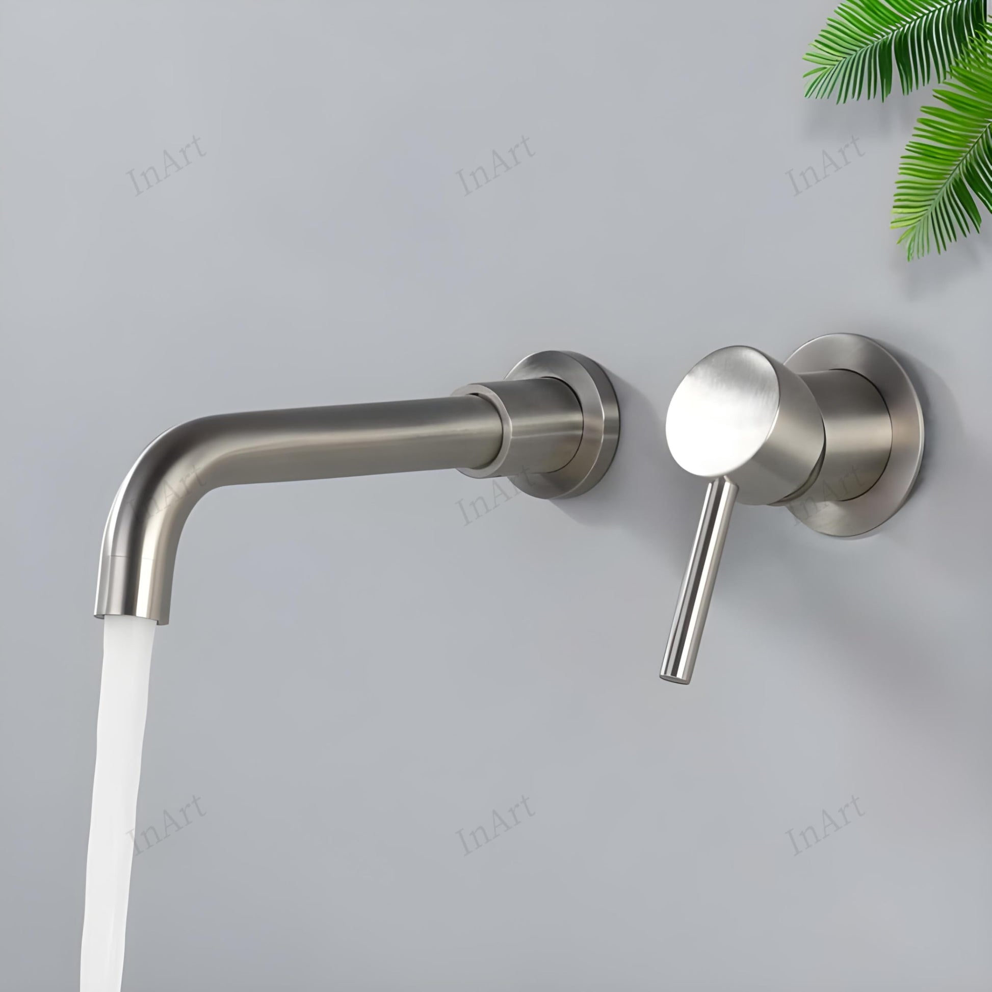 Mixer tap wall installation look, InArt wall mounted mixer tap with concealed body for neat bathroom wall