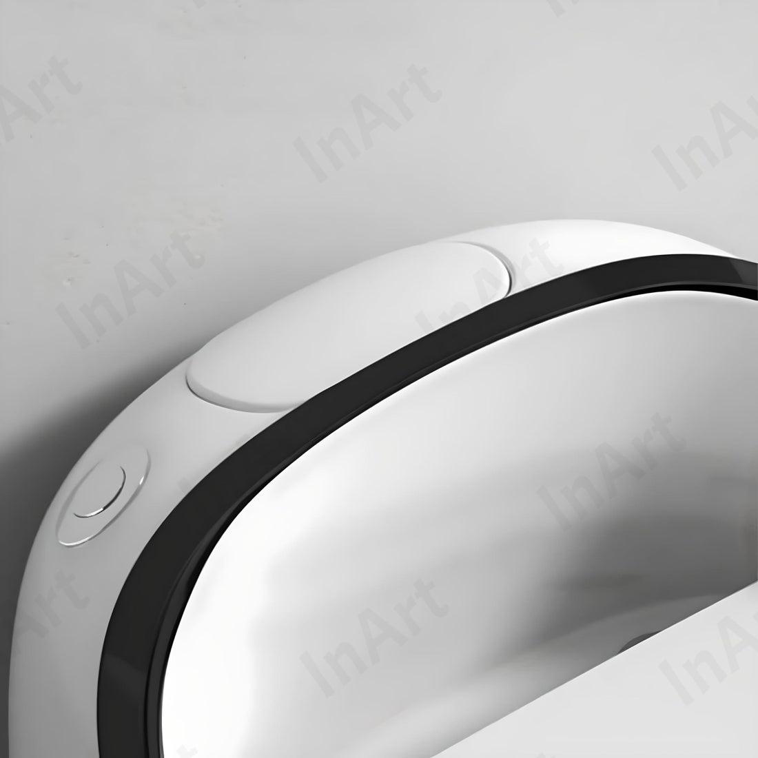 InArt ceramic western toilet egg shape commode in glossy white and black, floor mounted main view