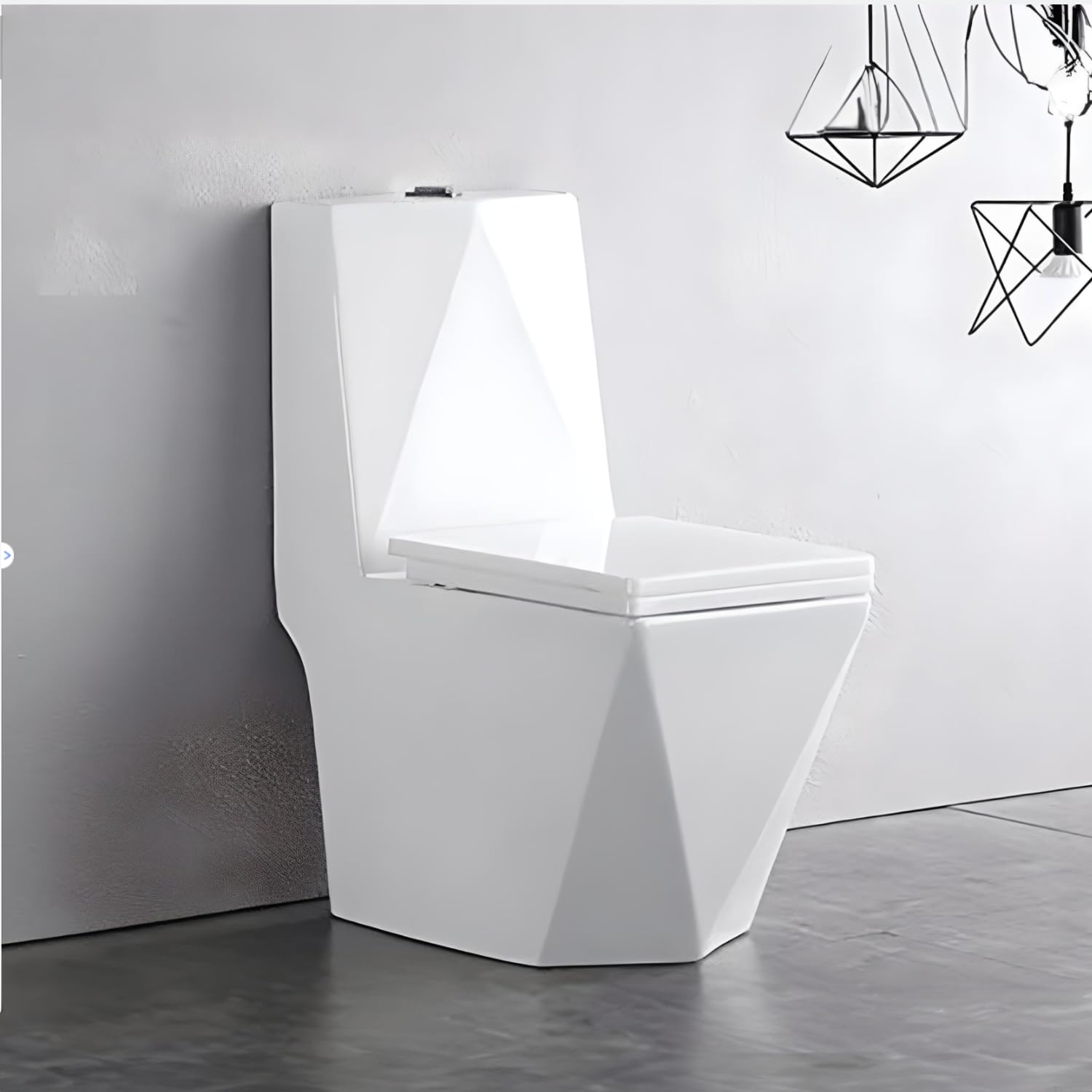 InArt P trap water closet commode, close-up of rear outlet and glossy ceramic finish for modern bathrooms