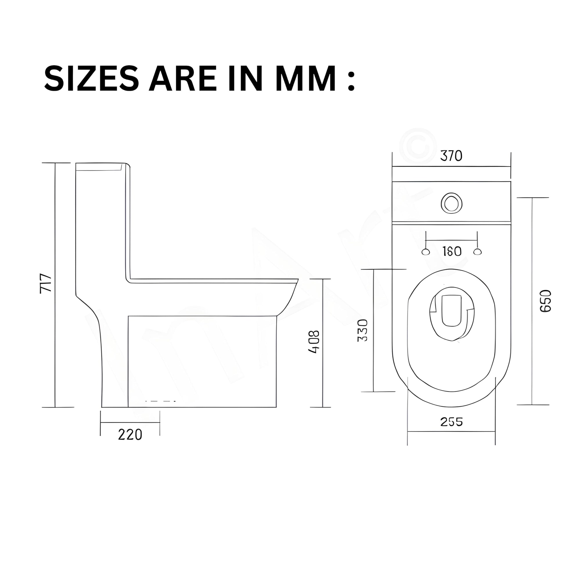 InArt ceramic floor mounted western toilet in glossy white, side angle showing elongated oval bowl and base