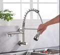 Kitchen sink faucets with sprayer featuring 360° swivel spout for easy cleaning, close-up detail