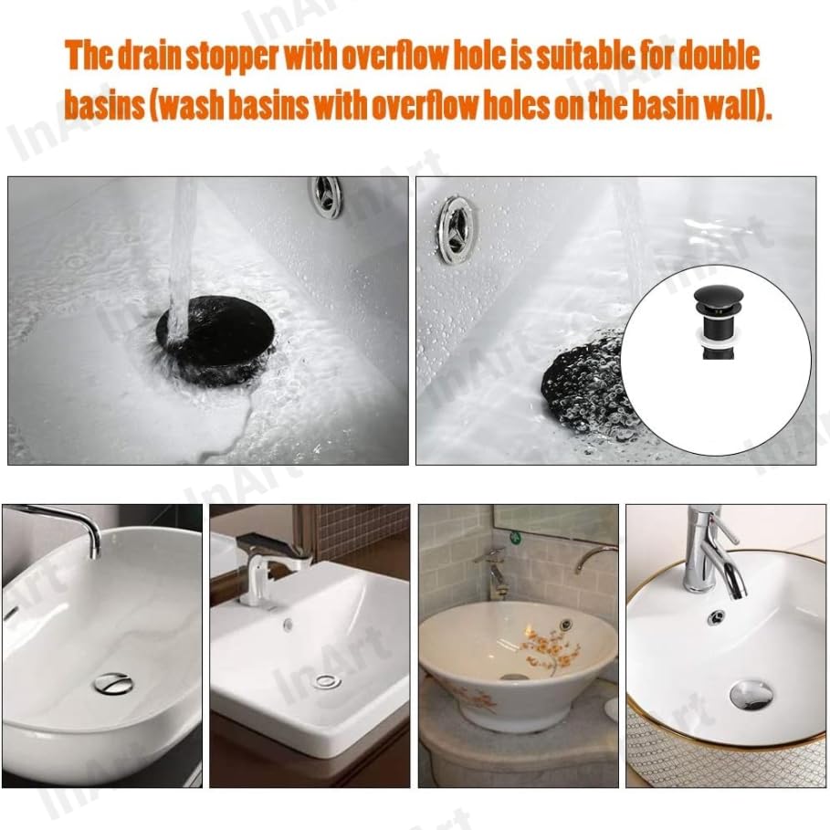 Brass basin waste coupling 32mm with anti cockroach trap, matte black pop-up drainer for bathroom fittings
