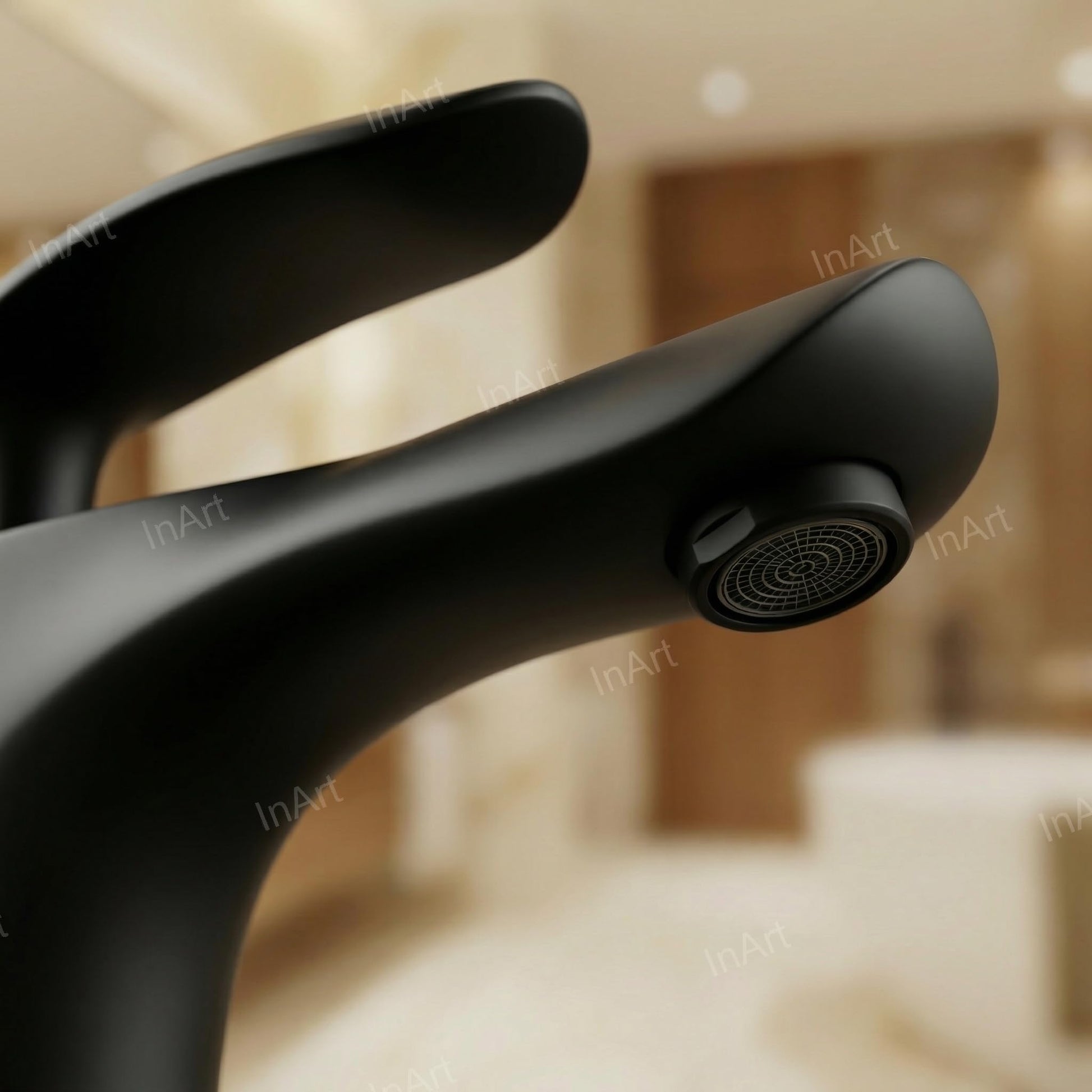 InArt black basin tapware with smooth matte coating, premium brass mixer tap for washroom basin