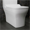 InArt square one-piece western toilet commode, soft close seat hinge and lid close-up
