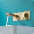 InArt wall mount basin mixer tap hot and cold, close-up of brushed gold finish and lever control