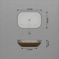 Table top wash basin with cabinet styling idea, rose gold rectangular ceramic basin on vanity counter