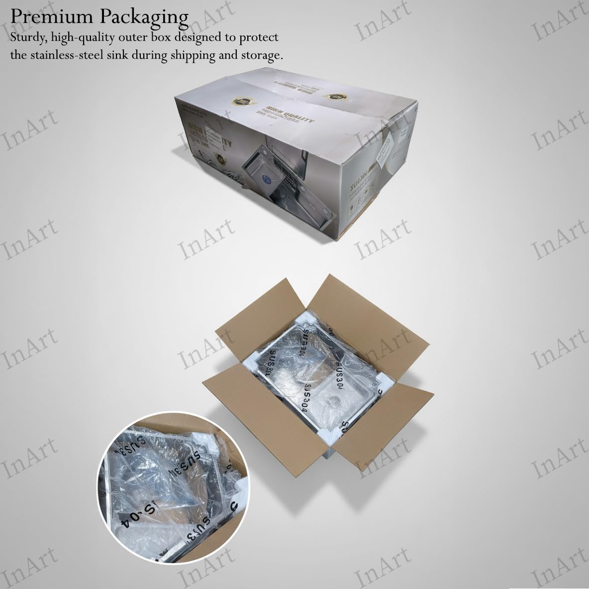 Stainless steel sink in kitchen, modern silver finish