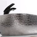 InArt rectangular table top ceramic wash basin, silver black finish counter top basin with smooth rim top view