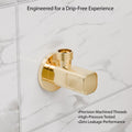 Angle valve for wash basin tap, gold brass stop cock with wall flange plate - installed look