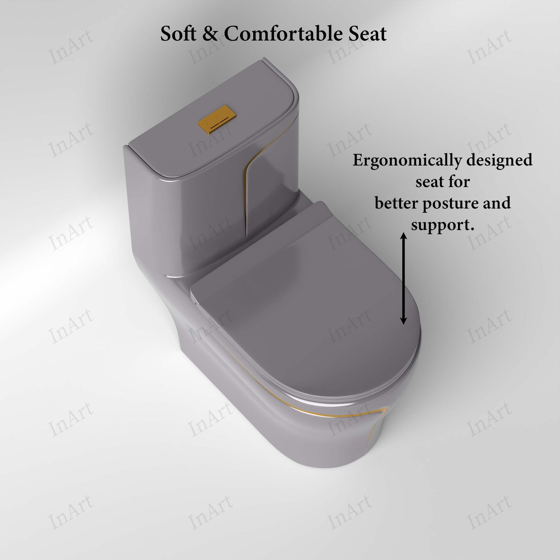 InArt single piece commode price in India option, premium grey ceramic western toilet for home bathrooms