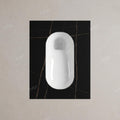 InArt white ceramic Orissa pan 24 inch, angled view of rectangular squat pan for bathroom sanitaryware