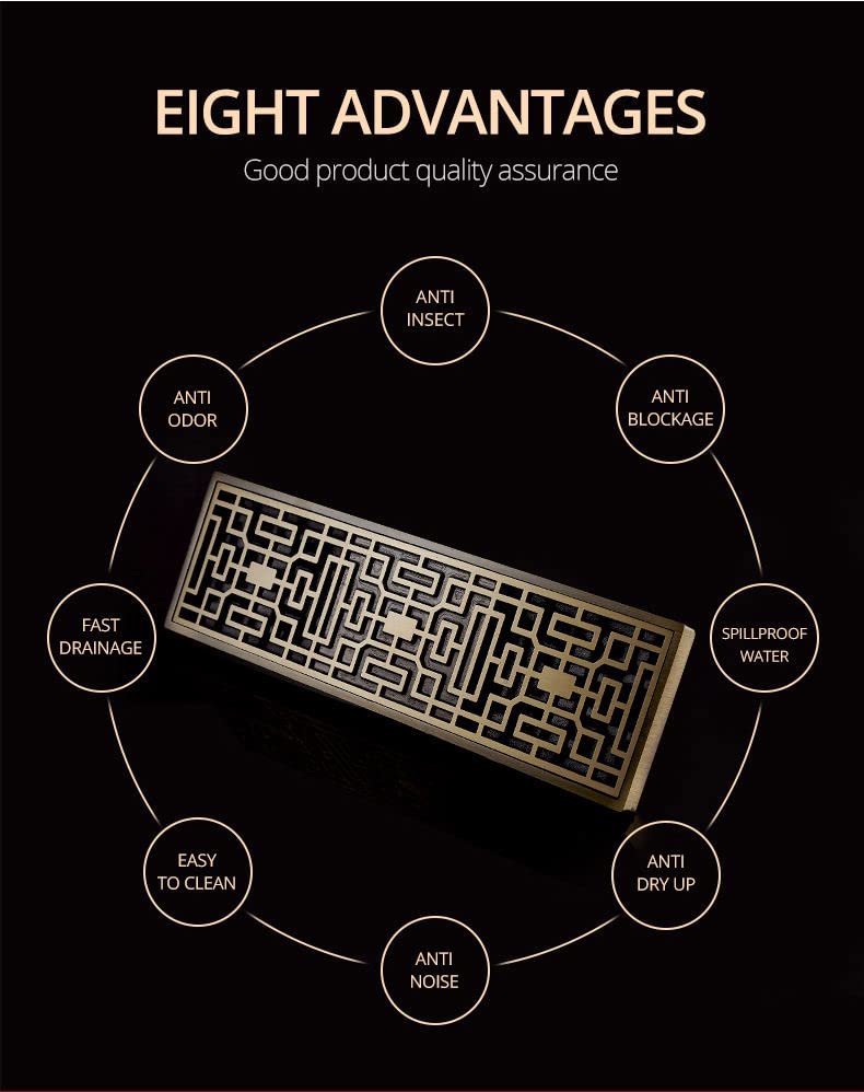 Brass floor drain jali for kitchen sink area, square bronze finish with easy clean trap and 4 inch outlet