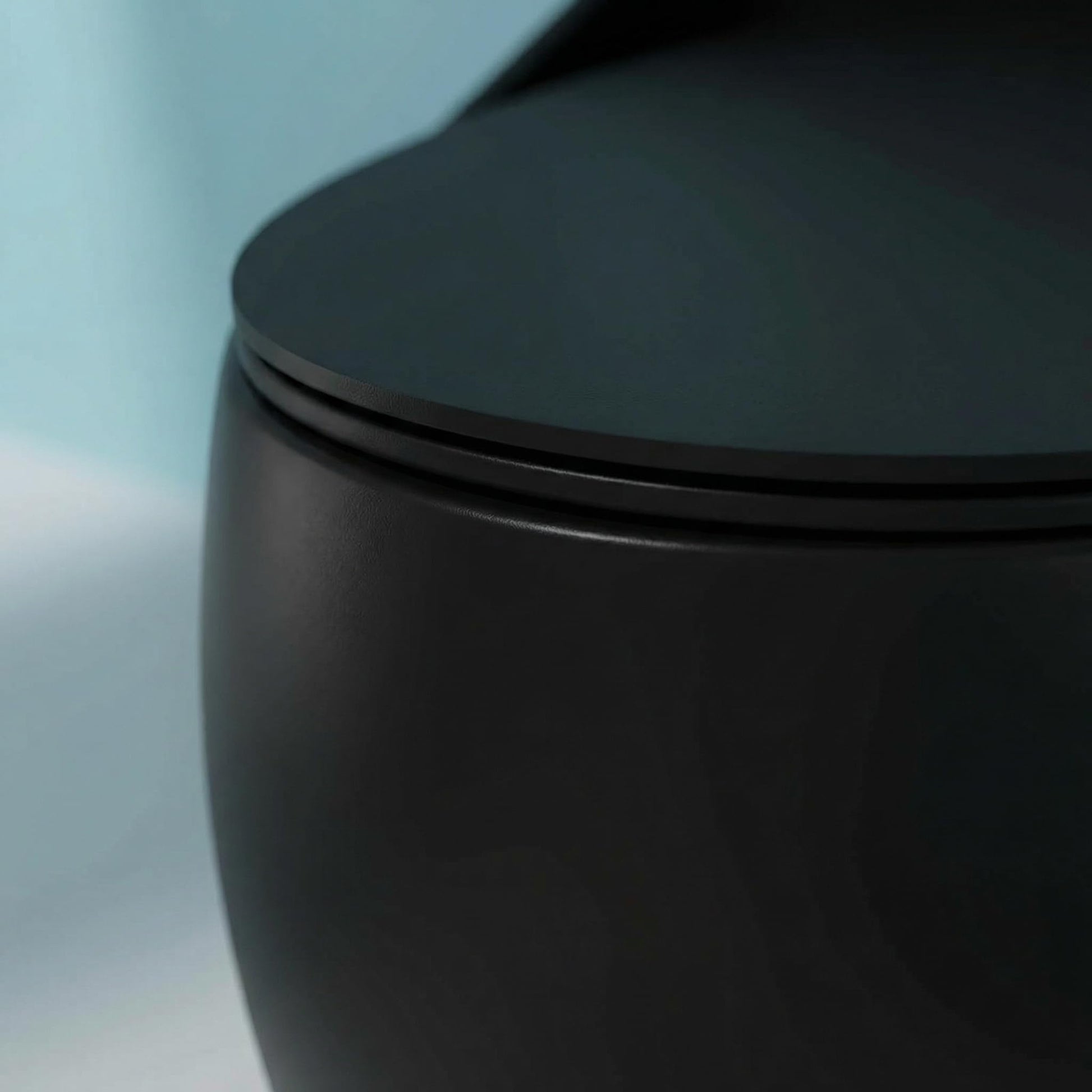 Rear view showing S-trap outlet on InArt matte black one piece western commode for Indian bathroom installation