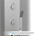 InArt handheld shower with hose on chrome shower panel, premium bathroom shower set detail