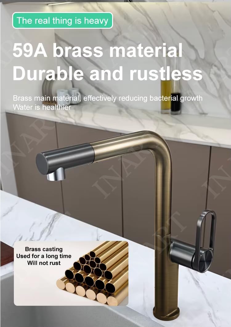 InArt kitchen sink faucet, brushed black, sink mixer tap