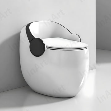InArt ceramic commode floor mounted price option, egg shape western toilet in glossy white and black