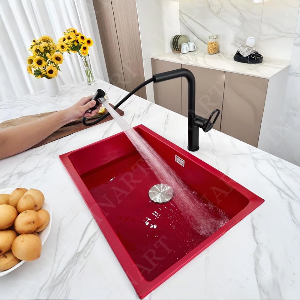 Pull-out sink taps, matte black, kitchen sinks and faucets