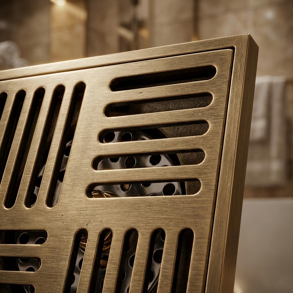 Detail of cockroach trap and anti-odour core inside brass floor drain, durable for kitchen drain