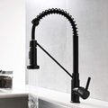 InArt black faucet for kitchen sink, brass body detail with matte finish and smooth swivel spout
