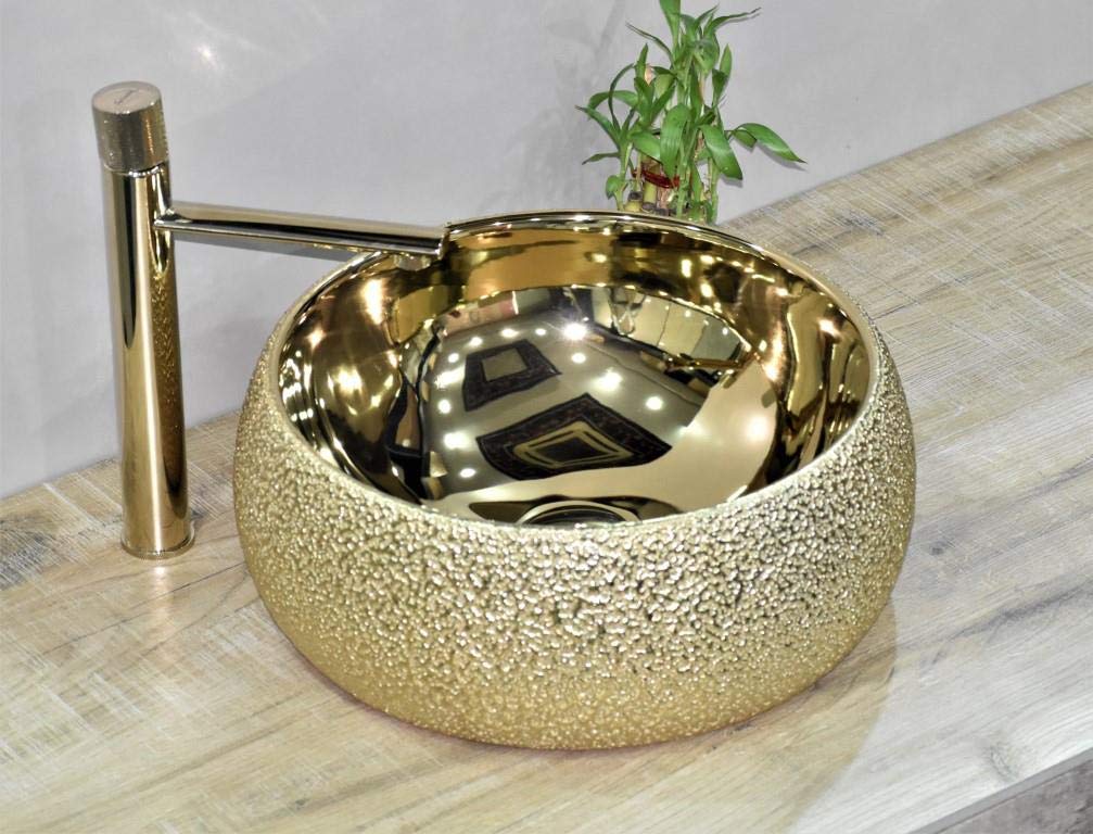 Close-up of wash basin countertop design with tap hole area, premium sanitaryware finish