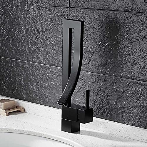 Single lever wash basin mixer in matte black brass, 3/4 angle view for modern bathroom tapware
