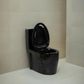 InArt western toilet single piece with 9 inch rough-in S-trap, oval ceramic commode shown at rear angle