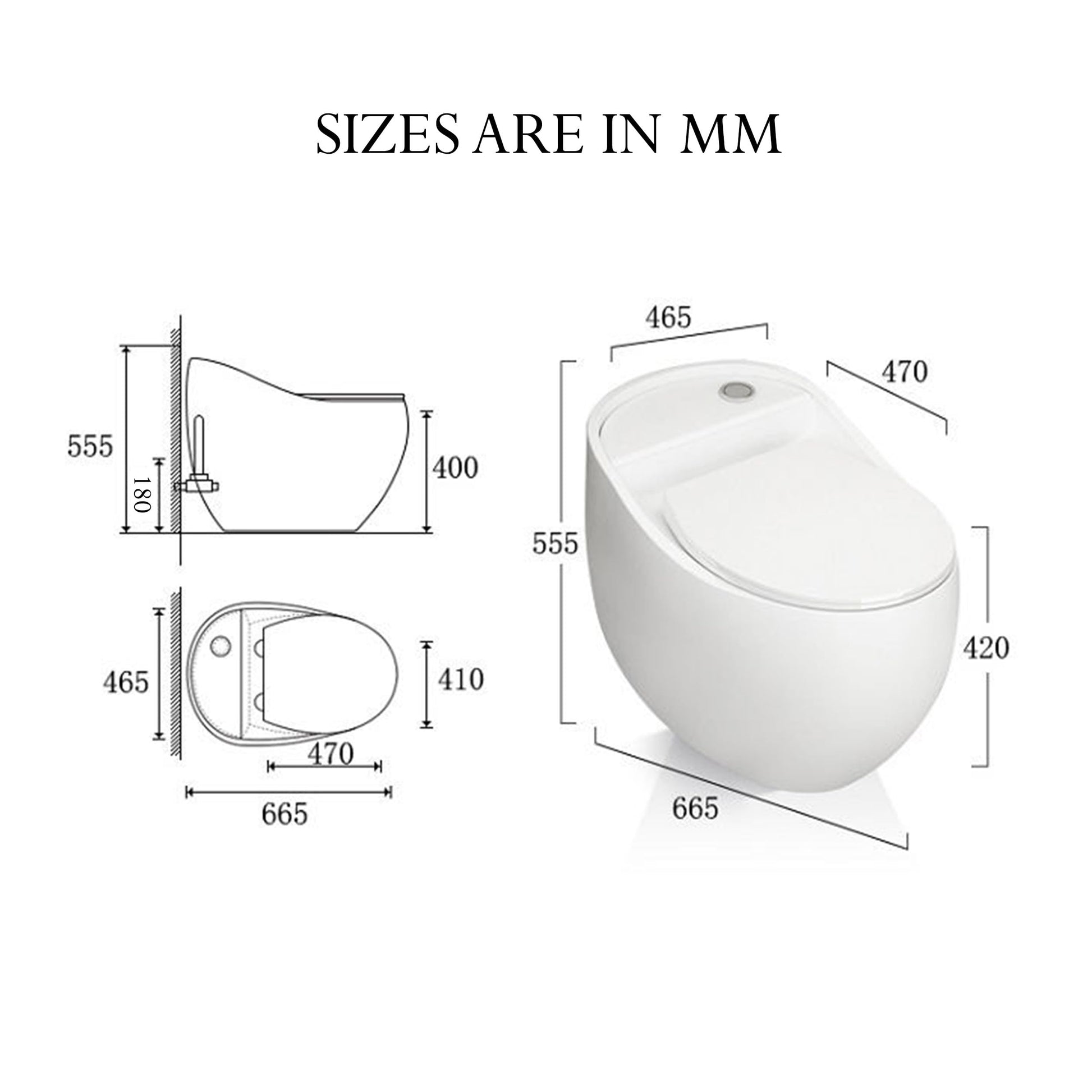 InArt p trap single piece commode glossy ceramic finish