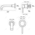 Single lever basin tap wall mounted in brushed golden finish, angled view of modern wall mounted tapware
