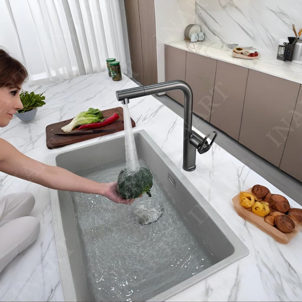 Modern kitchen mixer taps InArt gun grey