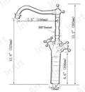 InArt deck mounted basin tap installed on wash basin in bathroom, hot and cold basin mixer with antique brass look