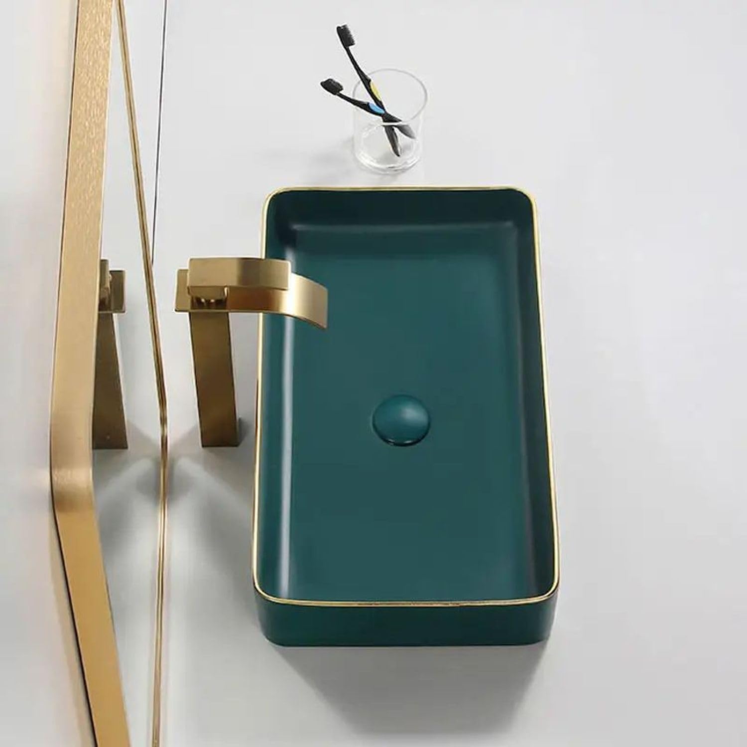 Designer wash basin sink, side angle view for modern washroom counter top