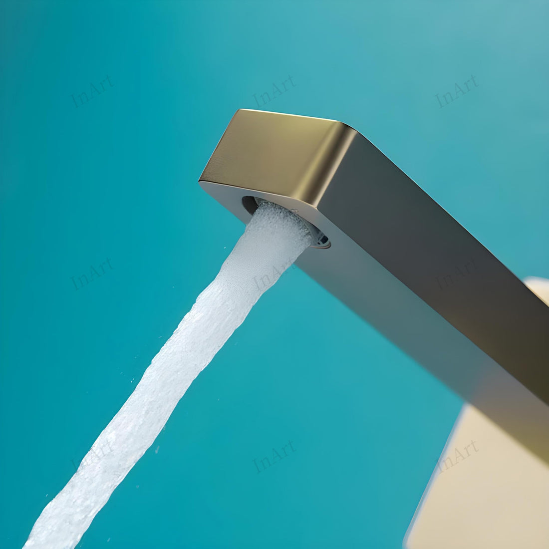 InArt gold basin tap wall mount single lever mixer in brushed gold metal, hot and cold water