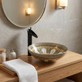 InArt tabletop washbasin close-up of glossy green Mexican design finish on ceramic surface